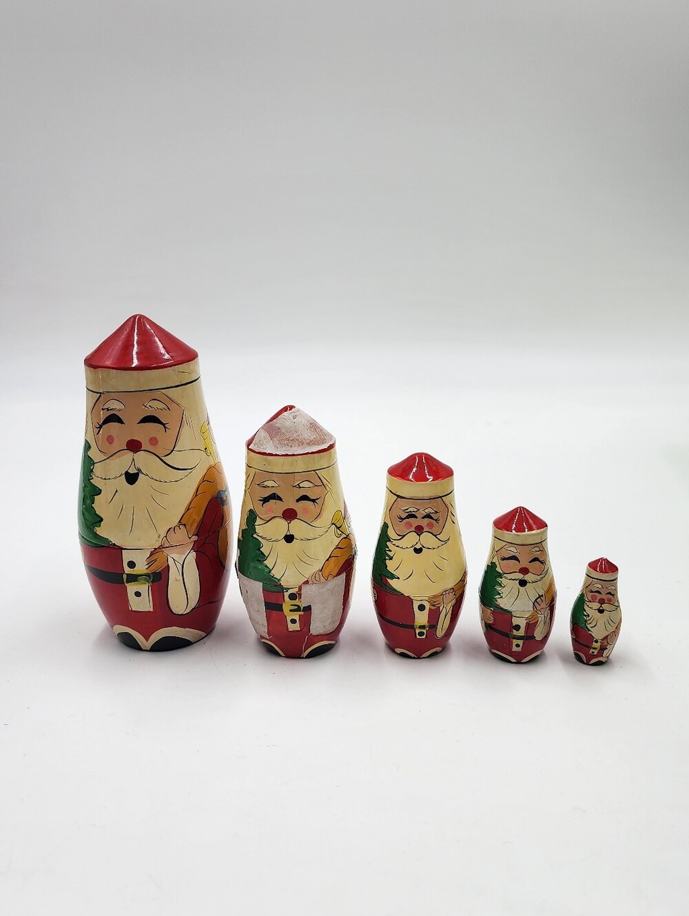 Set of 5 Santa Claus Nesting Dolls Christmas Decor